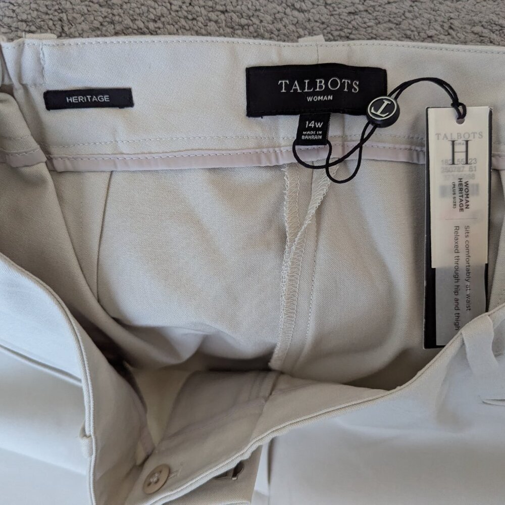 NWT Talbots Heritage Wide Leg Tan Trousers, 14W - Picture 4 of 5
